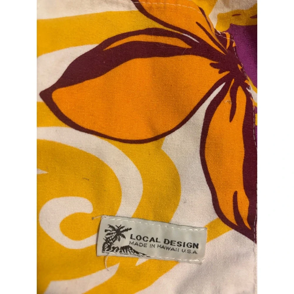 Local Design Hobo Bag Tropical Floral Yellow Orange Purple Canvas Shoulder Bag